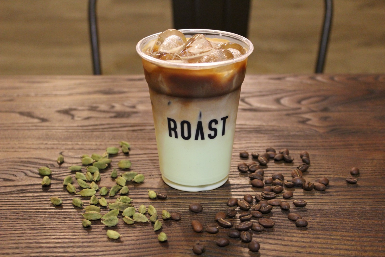 ROAST signature iced pistachio latte